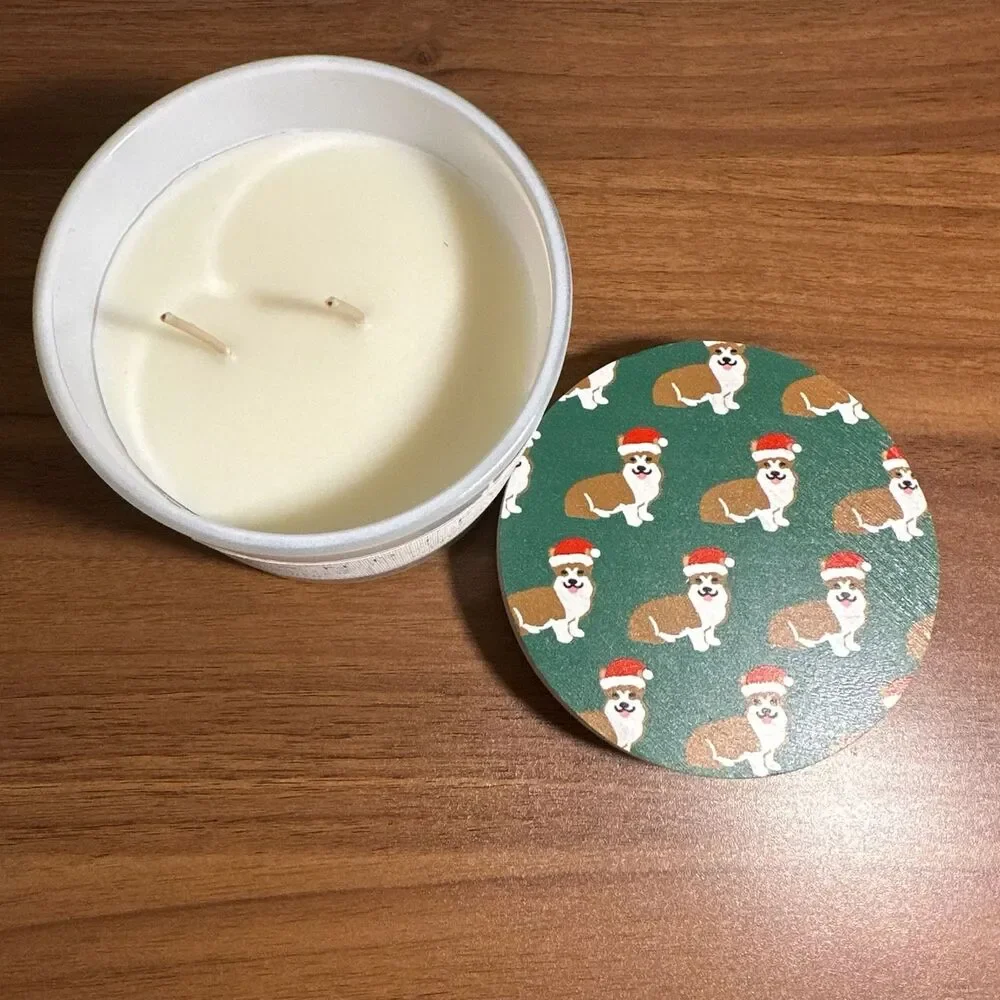 12oz Sand + Paws Christmas Corgi Soy Wax Candle